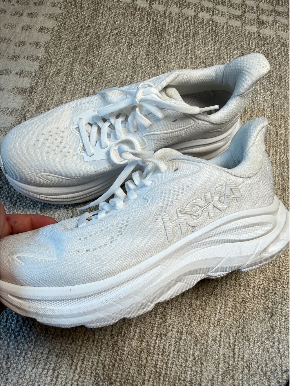 Hoka One Women's Clifton 10 White Sneakers - Picture 2 of 8